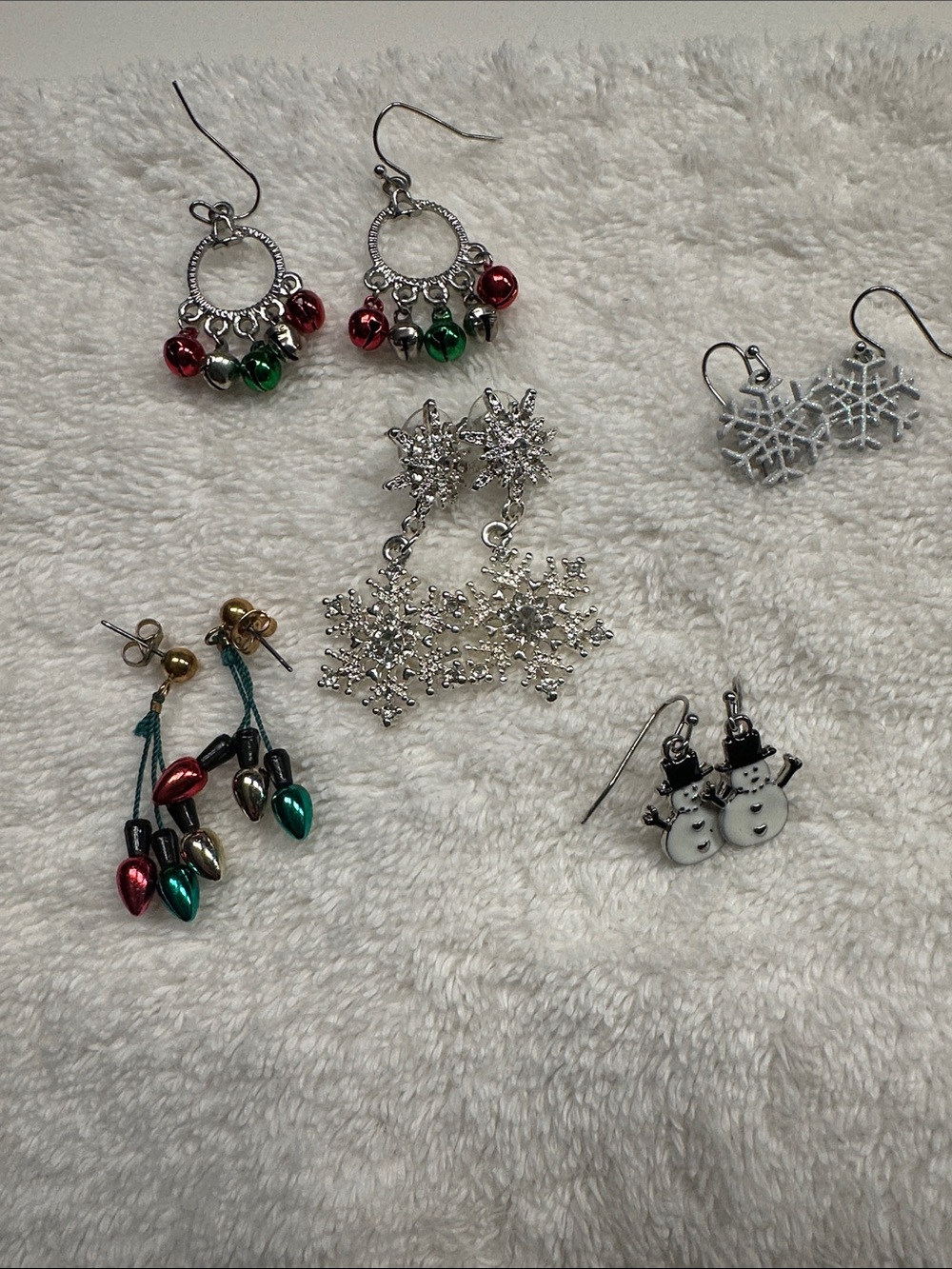 Festive Red & Green Holiday Bell Dangle Earrings